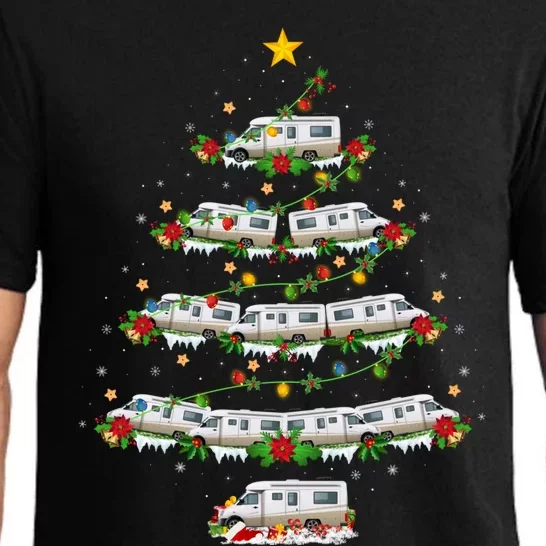 Camper Van Lover Matching Santa Camper Van Christmas Tree Gift Pajama Set