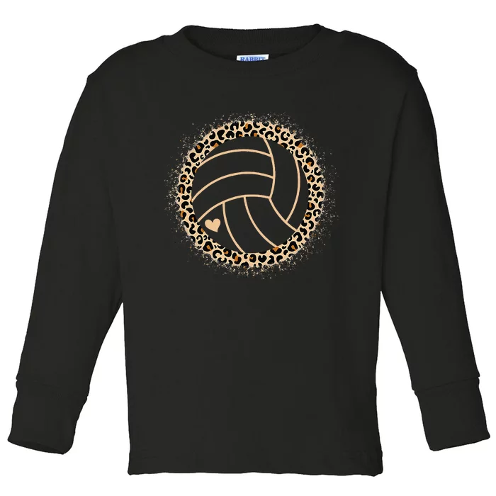 Cute Volleyball Leopard   Volleyball Lover Toddler Long Sleeve Shirt