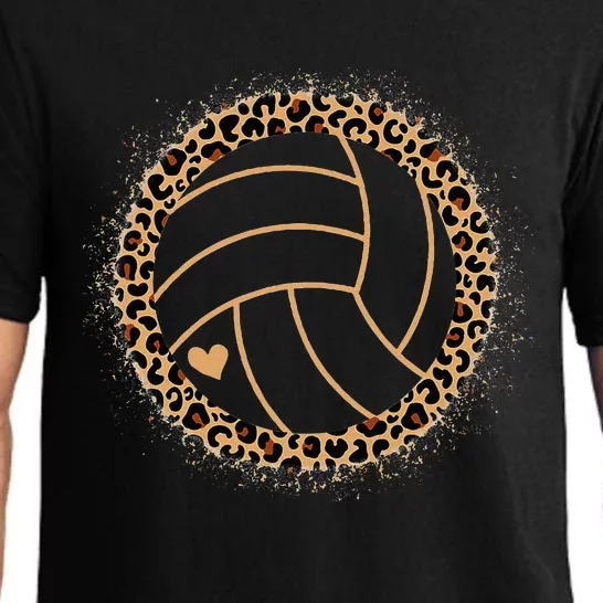 Cute Volleyball Leopard Print Volleyball Lover Pajama Set