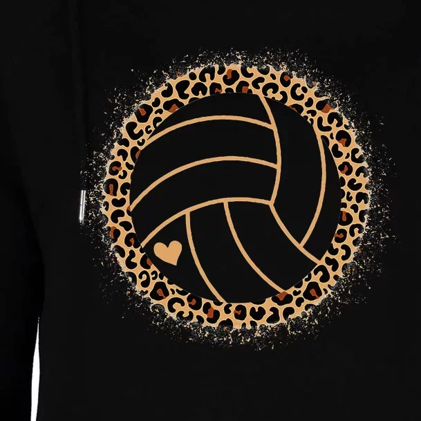 Cute Volleyball Leopard Print Volleyball Lover Womens Funnel Neck Pullover Hood