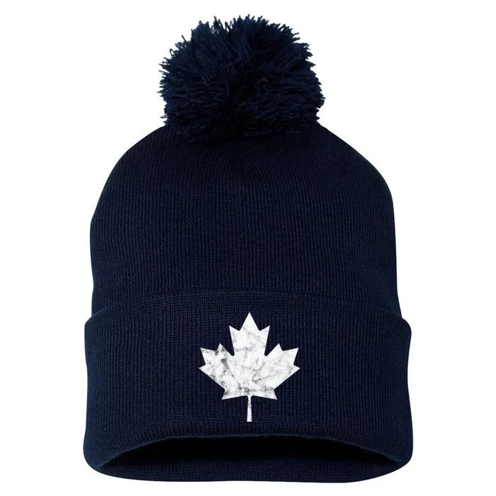 Canada Vintage Leaf Pom Pom 12in Knit Beanie