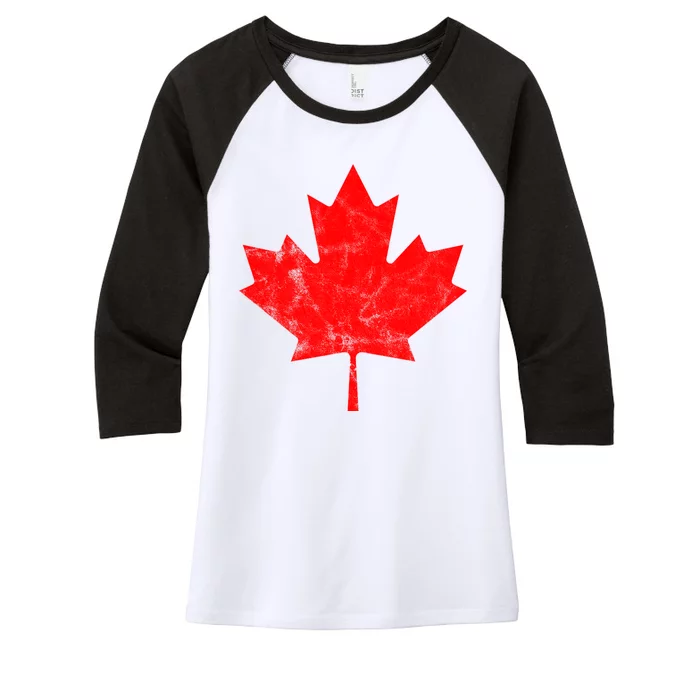 Canada Vintage Leaf Women's Tri-Blend 3/4-Sleeve Raglan Shirt