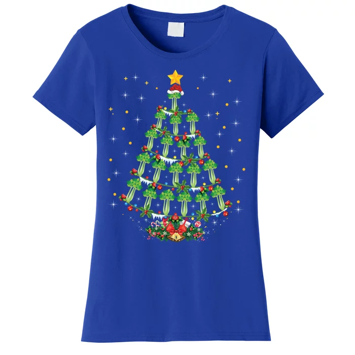 Celery Vegetable Lover Xmas Santa Hat Celery Christmas Tree Gift Women's T-Shirt