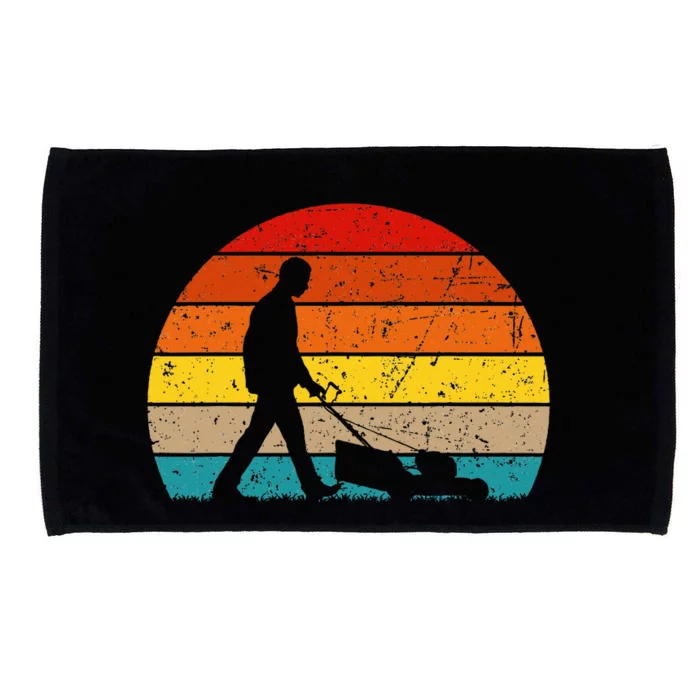 Cool Vintage Landscaper Art For Dad Lawn Mower Lawn Care Microfiber Hand Towel