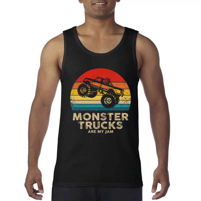 Cool Vintage Monster Truck Are My Jam Retro Sunset Tank Top