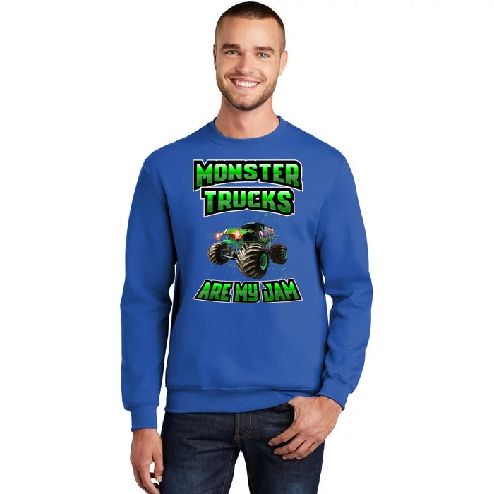 Cool Vintage Monster Truck Are My Jam Retro Sunset Cute Gift Tall Sweatshirt