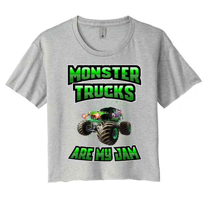 Cool Vintage Monster Truck Are My Jam Retro Sunset Cute Gift Women's Crop Top Tee