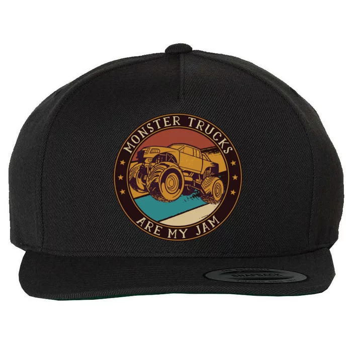 Cool Vintage Monster Trucks Are My Jam Retro Funny Gift Wool Snapback Cap