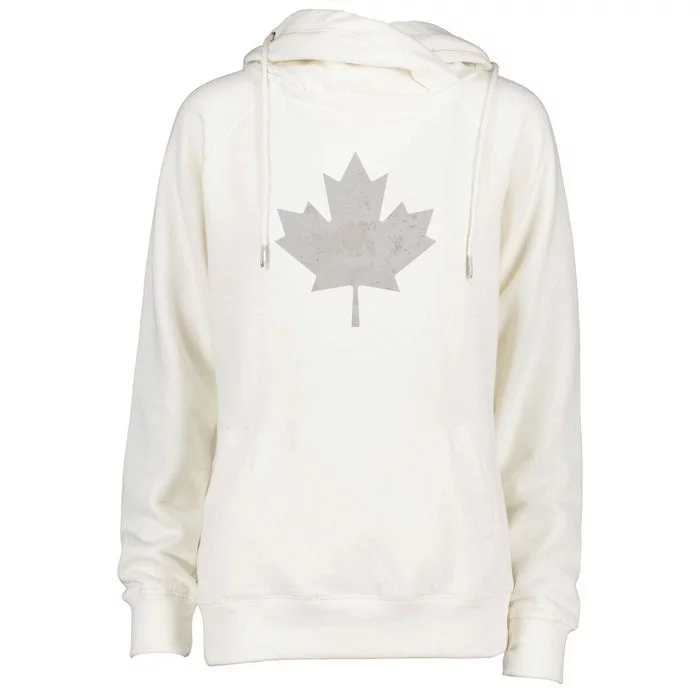 Canadian Vintage Maple Leaf Canada National Pride Flag Symbol Womens Funnel Neck Pullover Hood