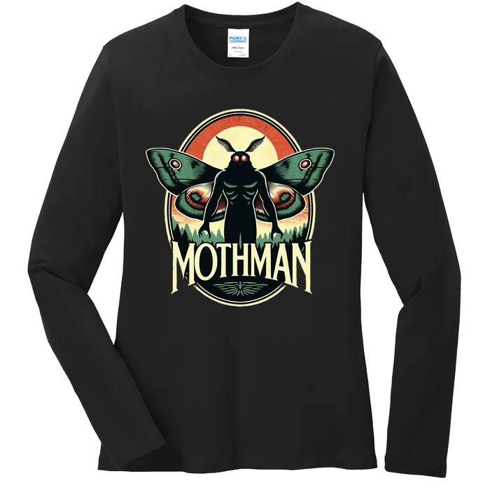 Cryptid Vintage Mothman Folklore Ladies Long Sleeve Shirt