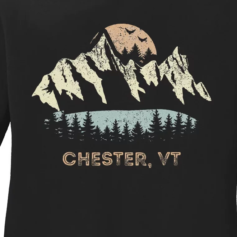 Chester Vermont Mountain Sunset Sunrise Vt Ladies Long Sleeve Shirt