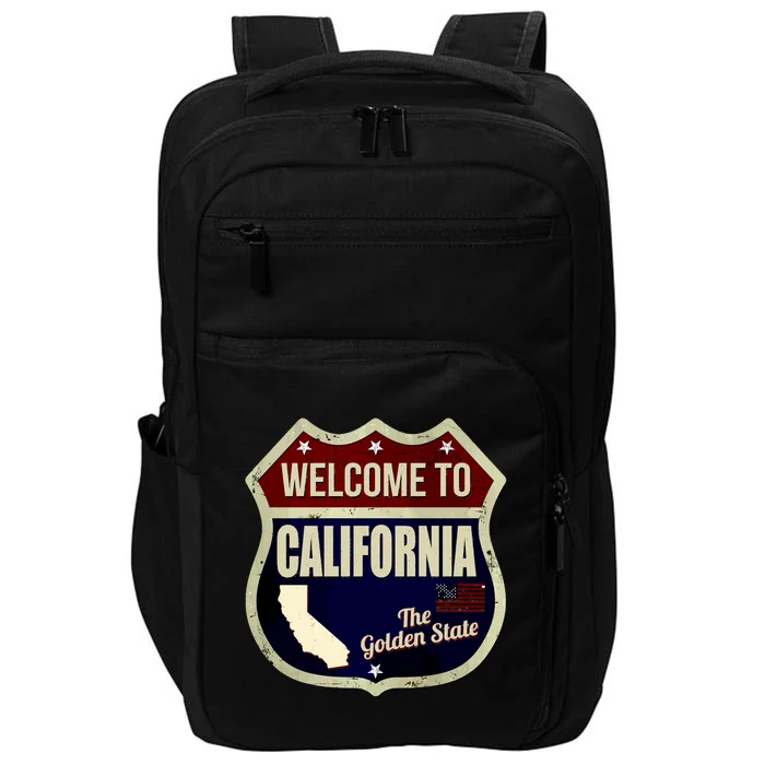 California Vintage Metal Road Sign Logo Impact Tech Backpack