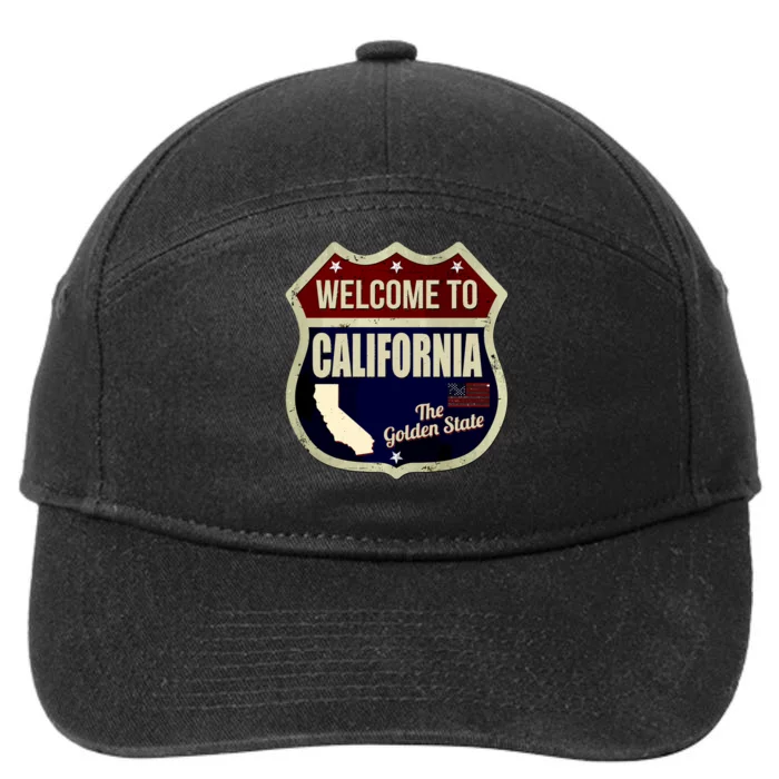 California Vintage Metal Road Sign Logo 7-Panel Snapback Hat