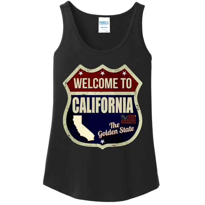 California Vintage Metal Road Sign Logo Ladies Essential Tank