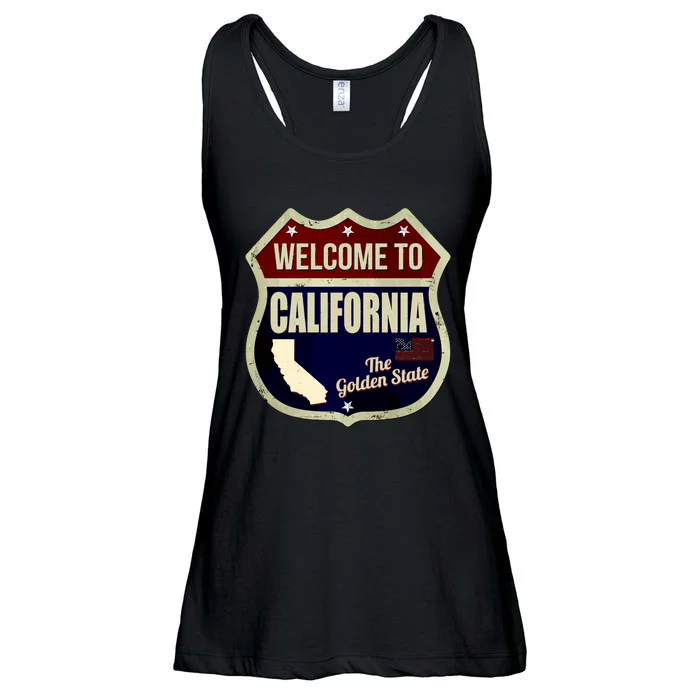 California Vintage Metal Road Sign Logo Ladies Essential Flowy Tank