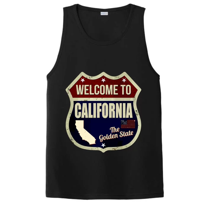 California Vintage Metal Road Sign Logo Performance Tank