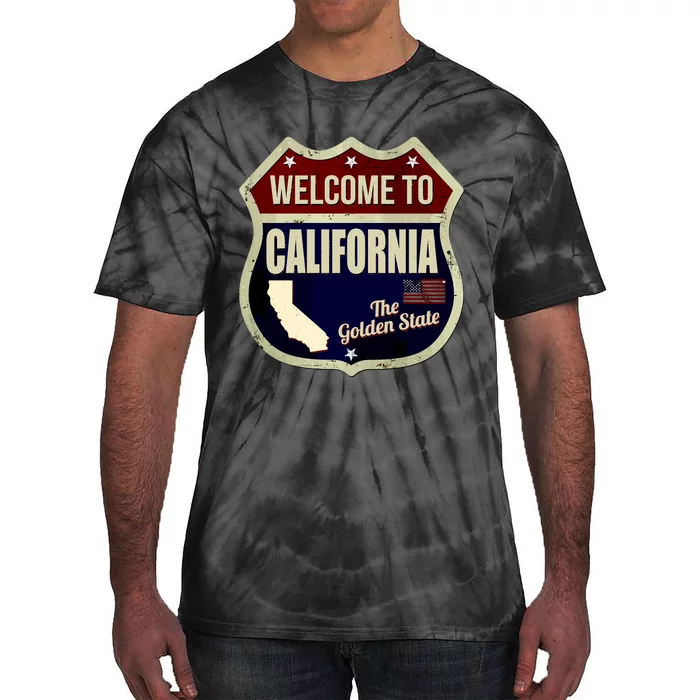 California Vintage Metal Road Sign Logo Tie-Dye T-Shirt