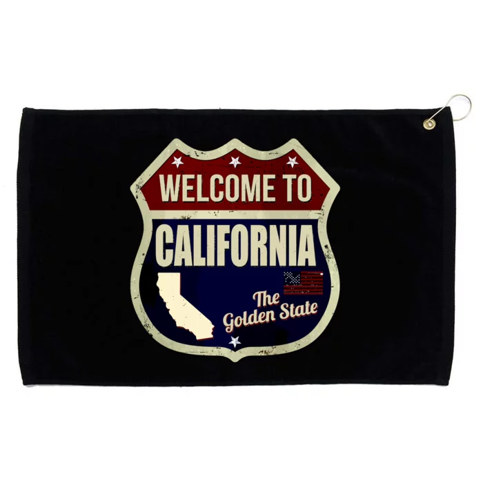 California Vintage Metal Road Sign Logo Grommeted Golf Towel