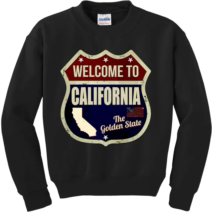 California Vintage Metal Road Sign Logo Kids Sweatshirt