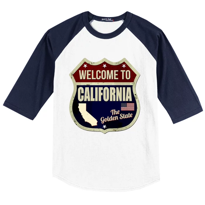 California Vintage Metal Road Sign Logo Baseball Sleeve Shirt