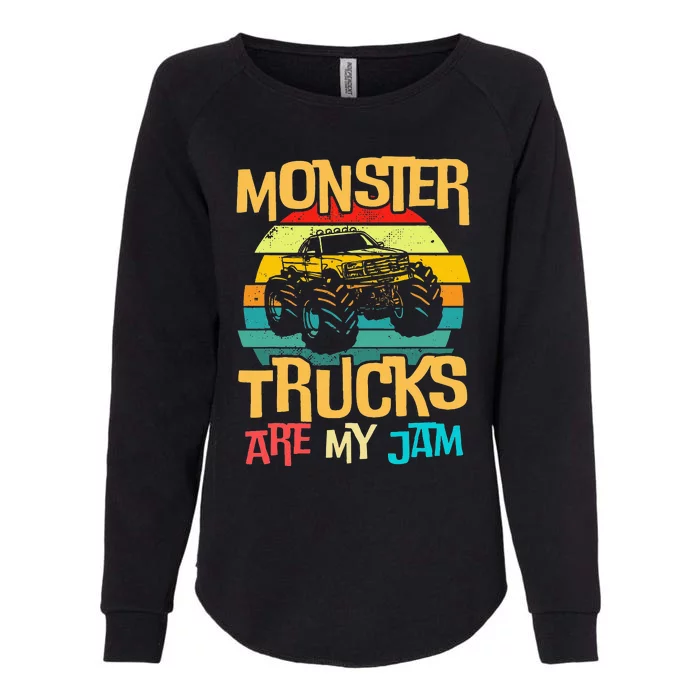 Cool Vintage Monster Truck Are My Jam Retro Sunset Womens California Wash Sweatshirt