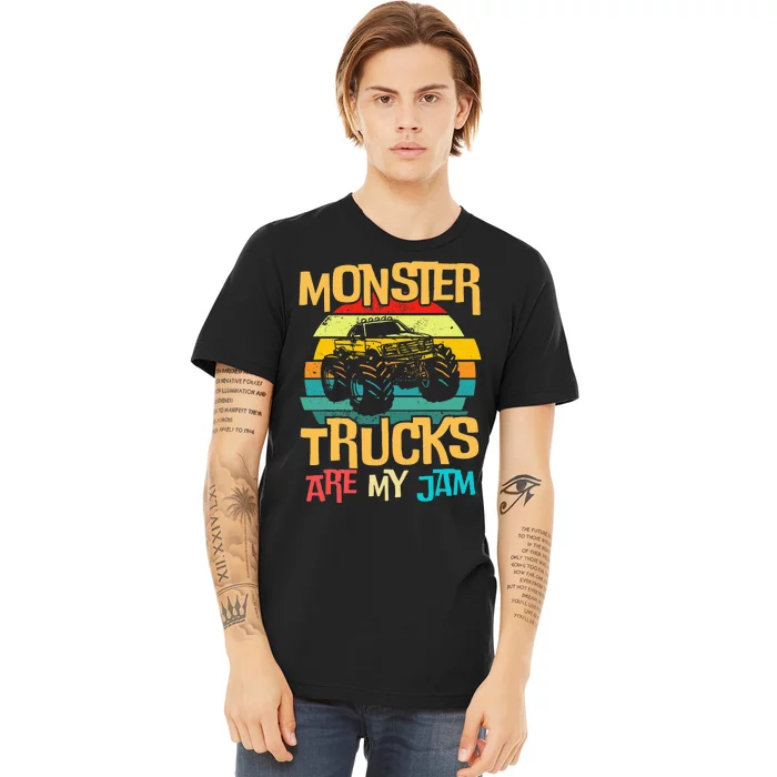 Cool Vintage Monster Truck Are My Jam Retro Sunset Premium T-Shirt