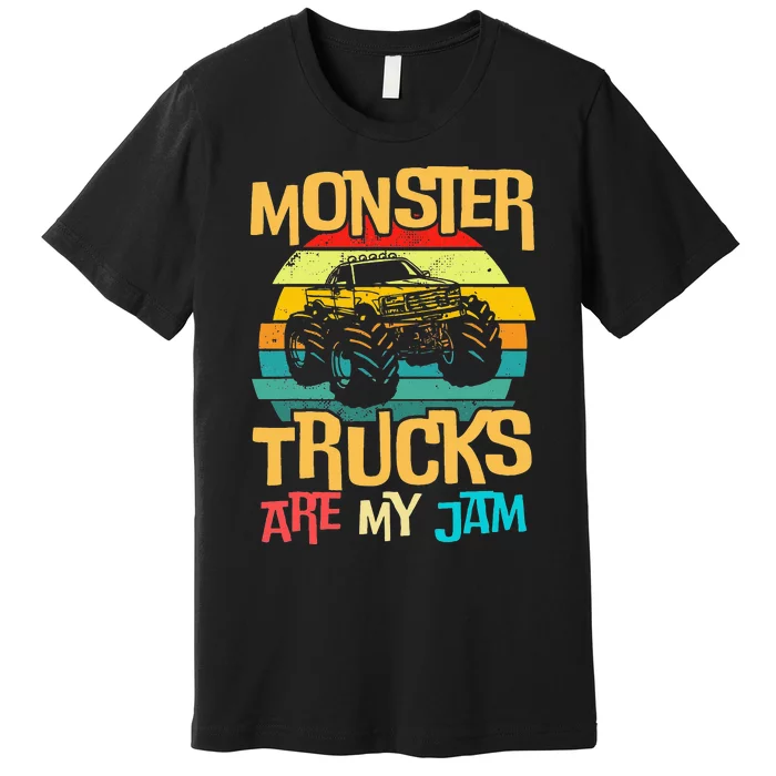 Cool Vintage Monster Truck Are My Jam Retro Sunset Premium T-Shirt