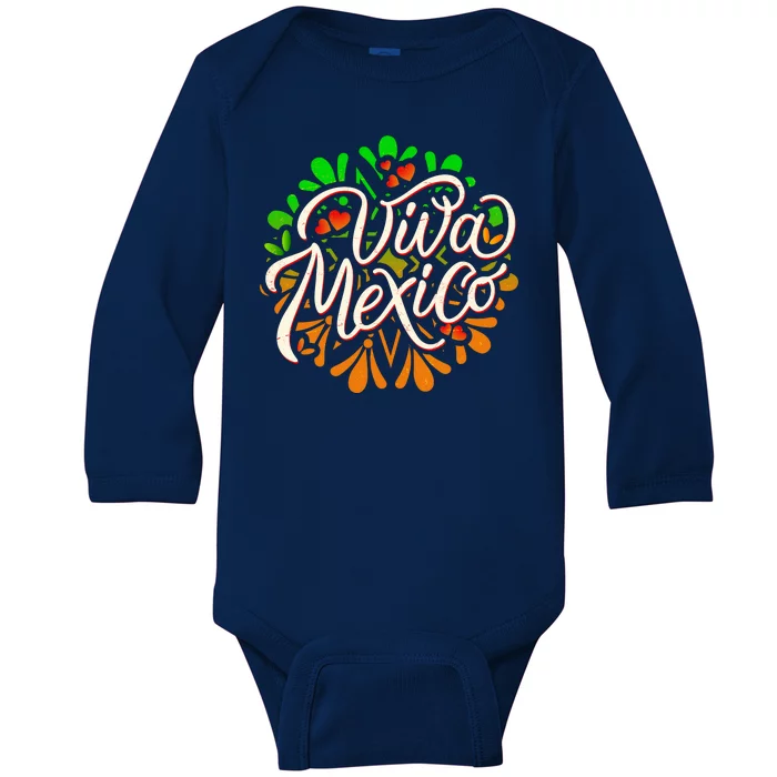 Cute Viva Mexico Baby Long Sleeve Bodysuit