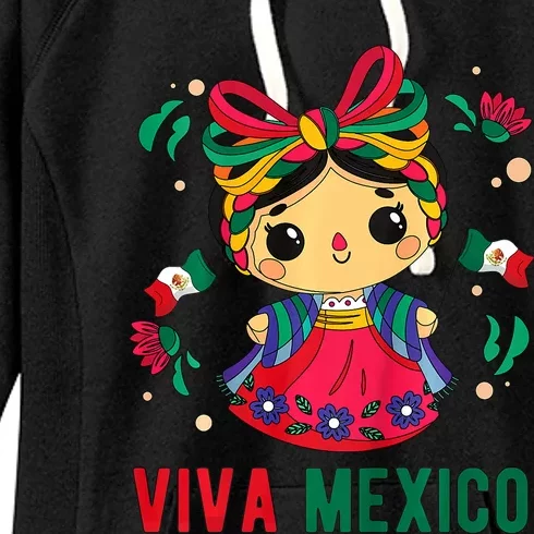 Cute Viva Mexico Girl Mexican Independence Day Women's Fleece Hoodie