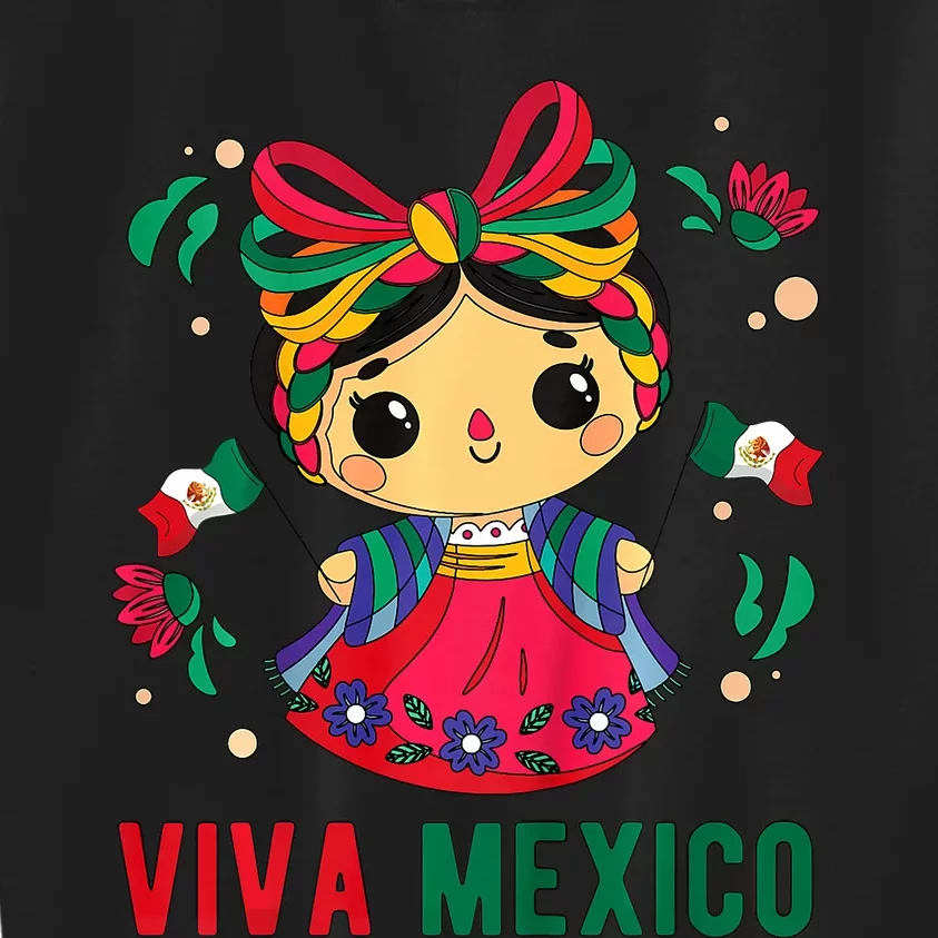 Cute Viva Mexico Girl Mexican Independence Day Kids Sweatshirt