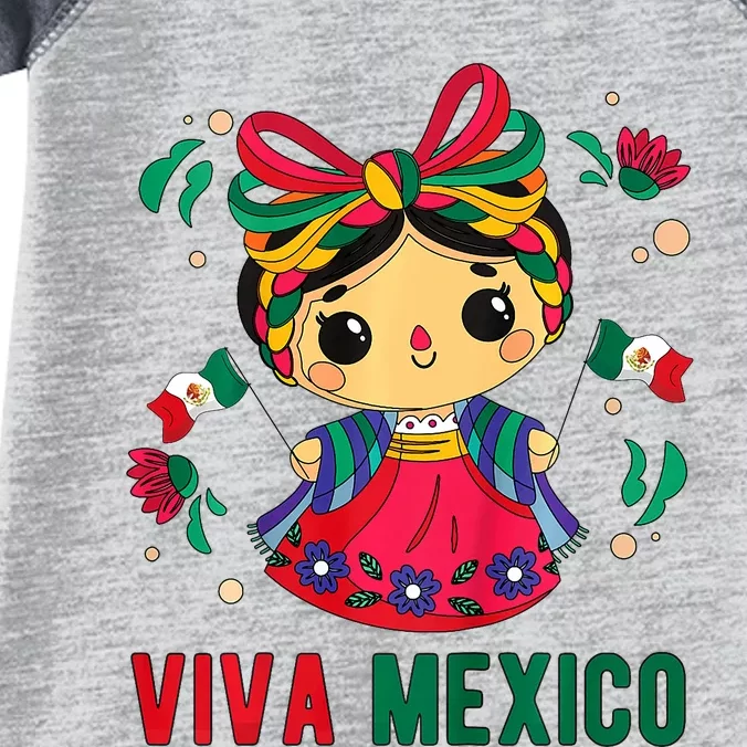 Cute Viva Mexico Girl Mexican Independence Day Infant Baby Jersey Bodysuit