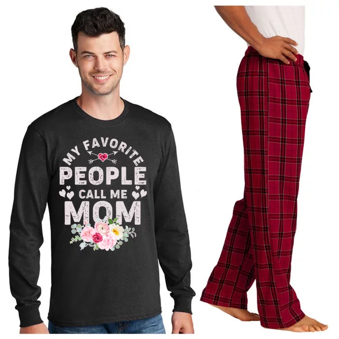 Cute Vintage My Favorite People Call Me Mom Long Sleeve Pajama Set