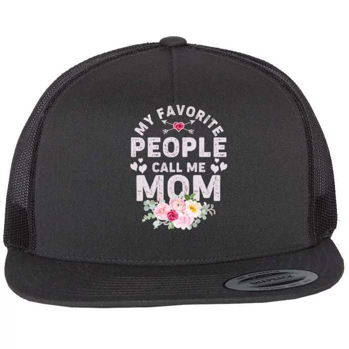 Cute Vintage My Favorite People Call Me Mom Flat Bill Trucker Hat