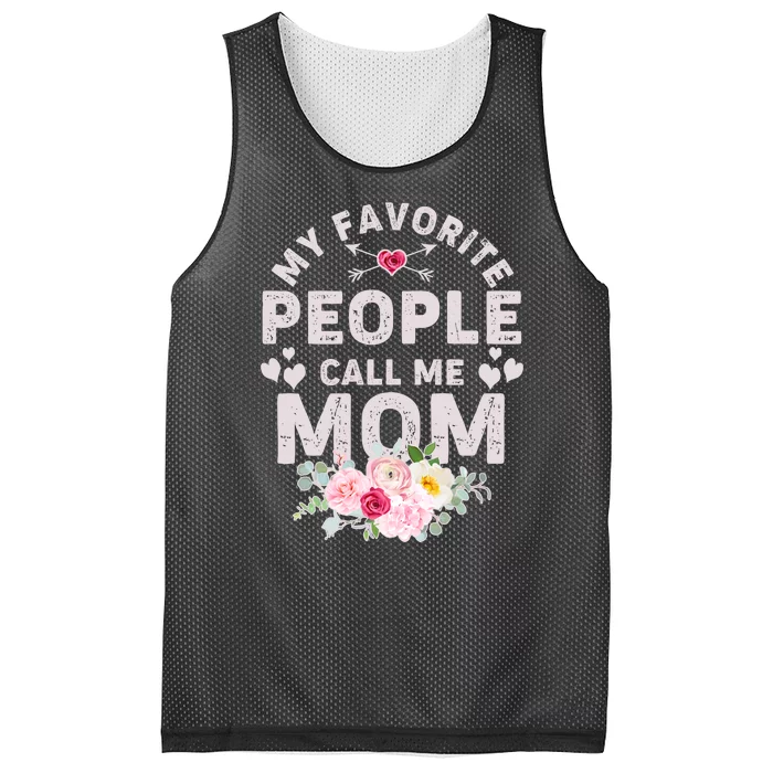 Cute Vintage My Favorite People Call Me Mom Mesh Reversible Basketball Jersey Tank