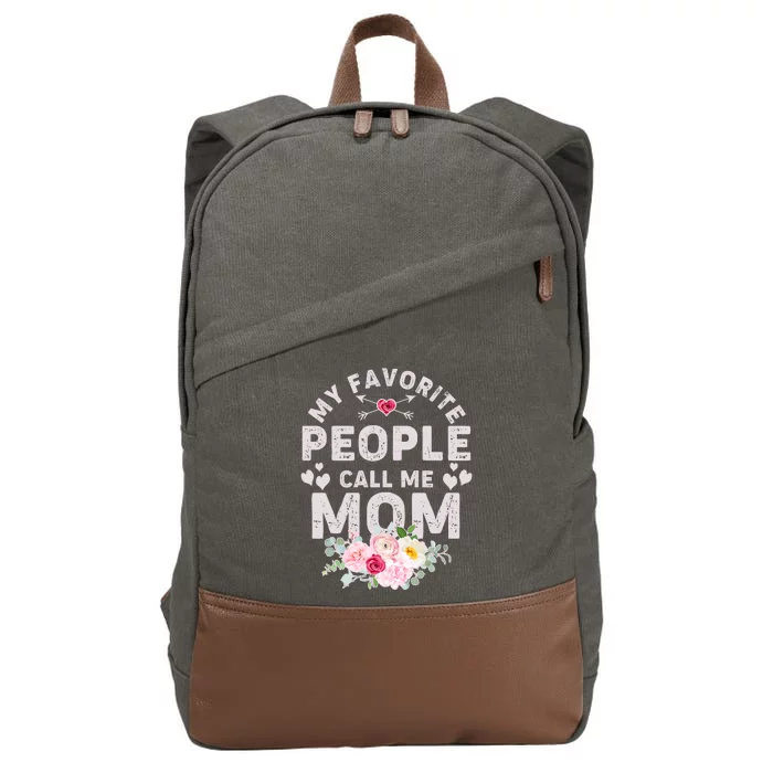 Cute Vintage My Favorite People Call Me Mom Cotton Canvas Backpack