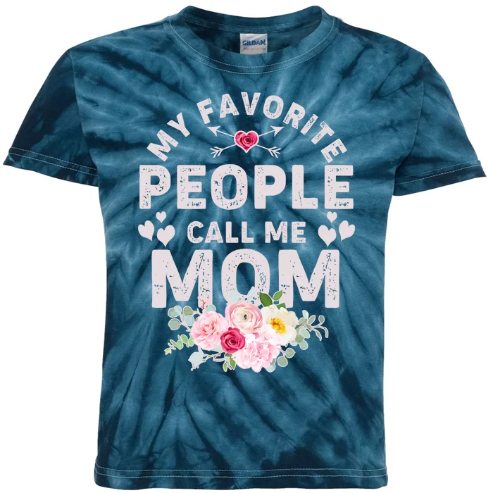 Cute Vintage My Favorite People Call Me Mom Kids Tie-Dye T-Shirt