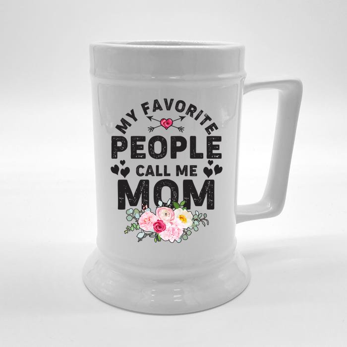 Cute Vintage My Favorite People Call Me Mom Front & Back Beer Stein