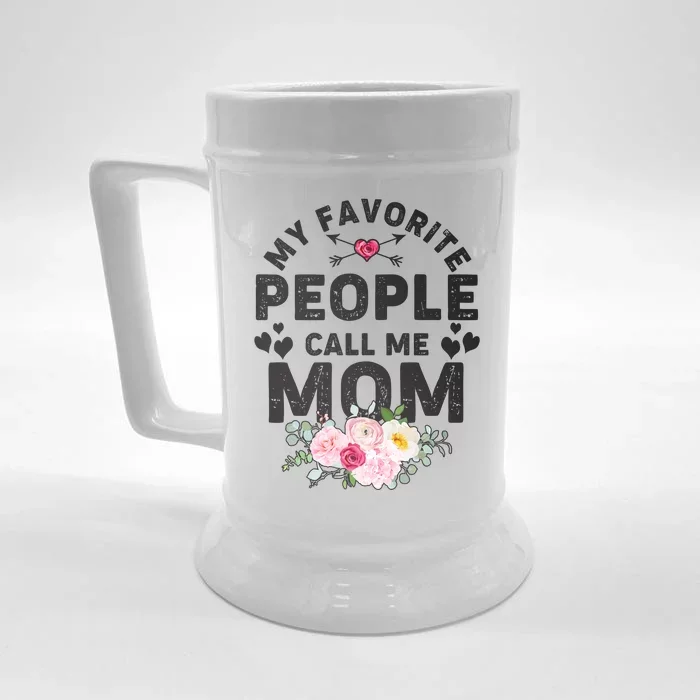 Cute Vintage My Favorite People Call Me Mom Front & Back Beer Stein