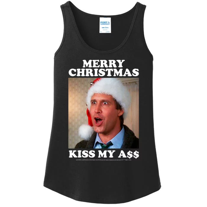 Christmas Vacation Merry Christmas Kiss My A$$ Ladies Essential Tank