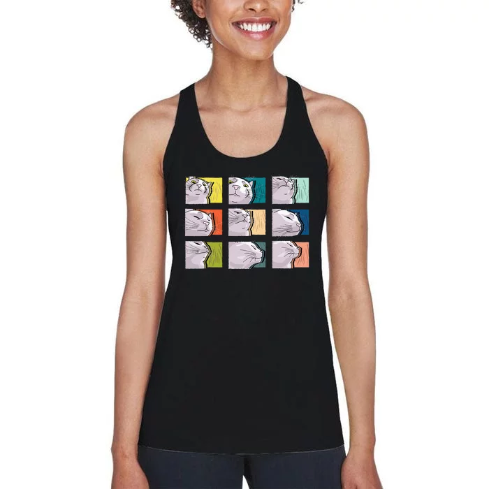 Cat Vibing Meme CatJAM Cat Vibing To Music (Color) Women's Racerback Tank