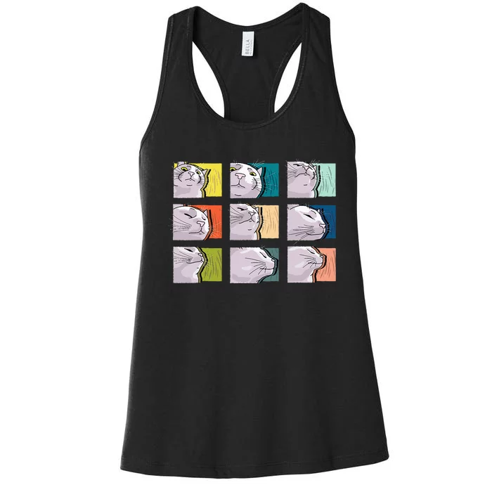 Cat Vibing Meme CatJAM Cat Vibing To Music (Color) Women's Racerback Tank