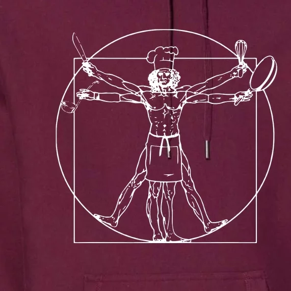 Chef Vitruvian Man Da Vinci Funny Cooking Gift Premium Hoodie