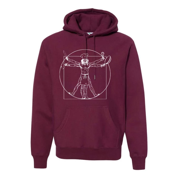 Chef Vitruvian Man Da Vinci Funny Cooking Gift Premium Hoodie