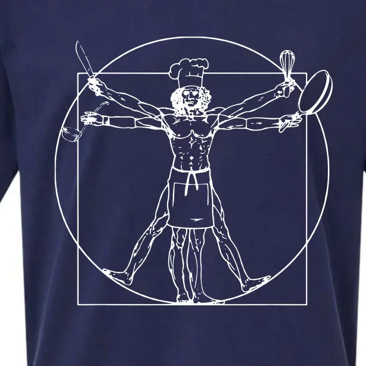 Chef Vitruvian Man Da Vinci Funny Cooking Gift Sueded Cloud Jersey T-Shirt