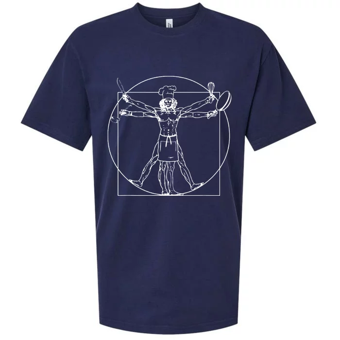 Chef Vitruvian Man Da Vinci Funny Cooking Gift Sueded Cloud Jersey T-Shirt