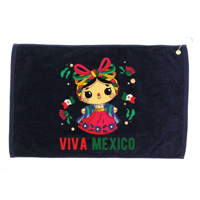 Cute Viva Mexico Girl Mexican Independence Day Grommeted Golf Towel