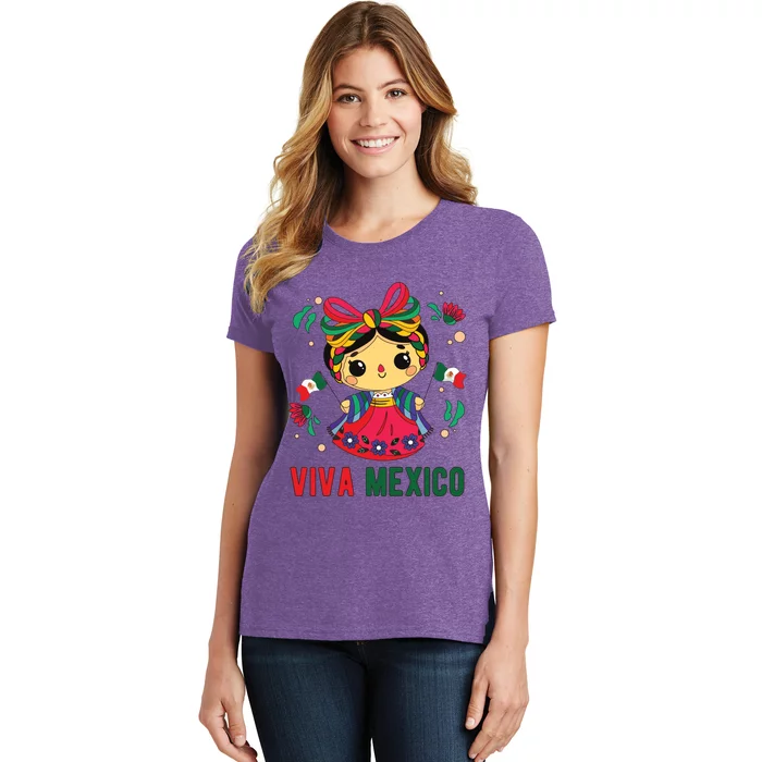 Cute Viva Mexico Girl Mexican Independence Day Women's T-Shirt