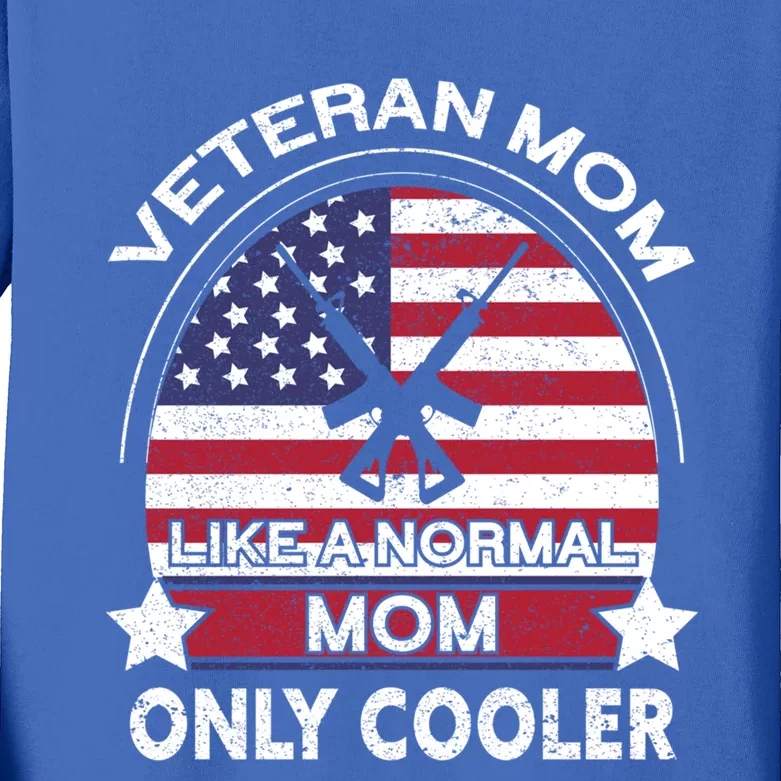 Cooler Veteran Mom Proud American Veteran Mom Gift Kids Long Sleeve Shirt