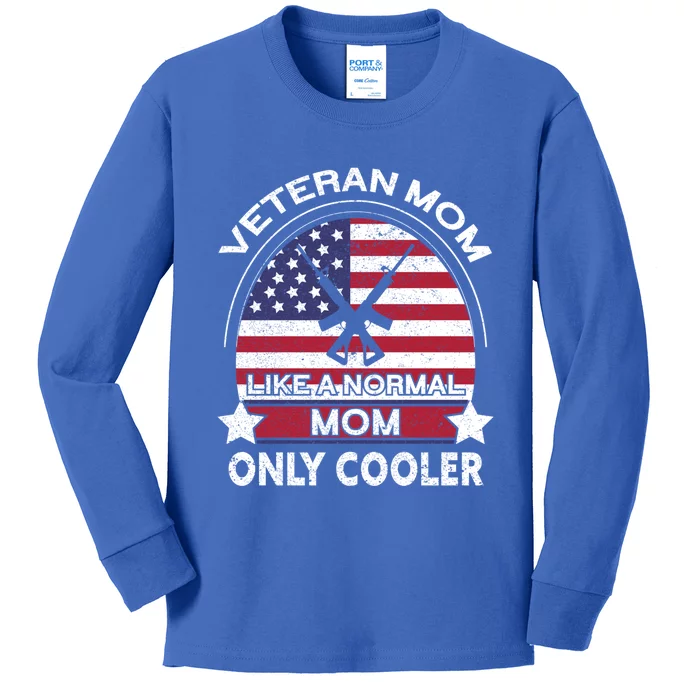 Cooler Veteran Mom Proud American Veteran Mom Gift Kids Long Sleeve Shirt