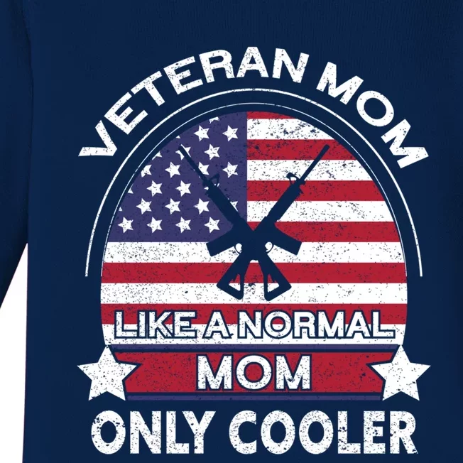 Cooler Veteran Mom Proud American Veteran Mom Gift Baby Long Sleeve Bodysuit